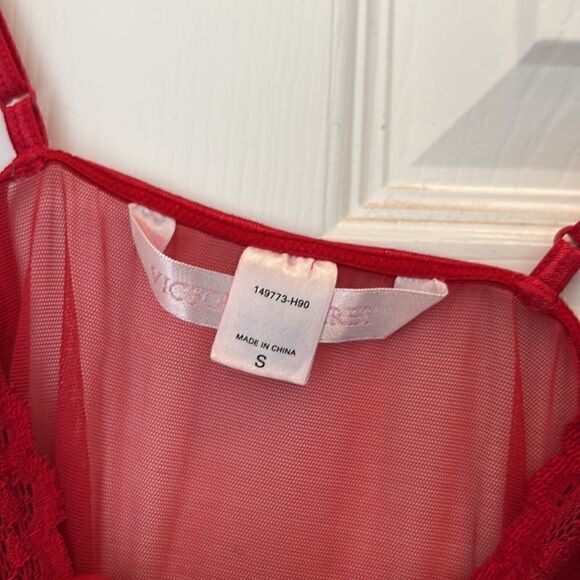Red Lace Slip Dress - See Thru - Lingerie - Victoria Secret Red  Spaghetti Strap - Picture 4 of 5